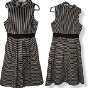 EVA MENDEZ New York & Company Black/White Stripe Pleated Dress Medium